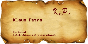 Klaus Petra névjegykártya